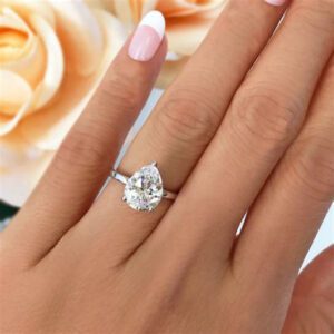 3 Ct Pear Cut Colorless Moissanite Engagement Ring