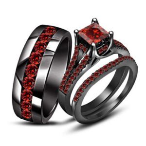 Black and Red Engagement Rings