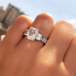 Emerald Cut Engagement Rings on Hand