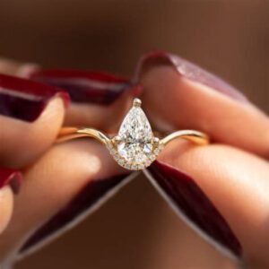 Gold Pear Shaped Engagement Ring