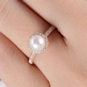 Pearl and Diamond Engagement Ring