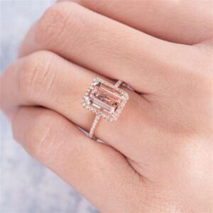 Rose Gold Emerald Cut Engagement Ring