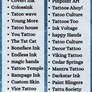 Tattoo and Piercing Shop Name Ideas