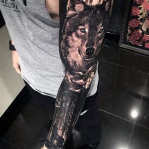 Wolf Tattoo Sleeve Ideas for Men