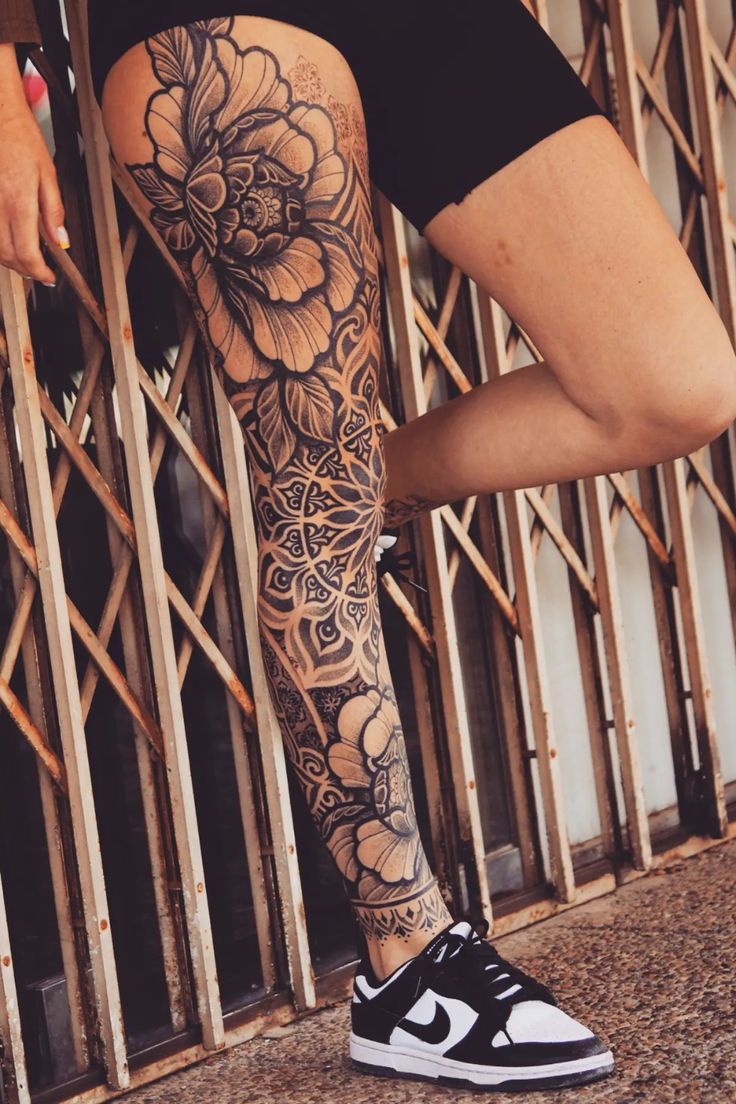 Women's Full Leg Tattoo Ideas - Riccda