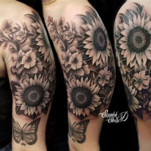 Black and White Sunflower Tattoo Ideas