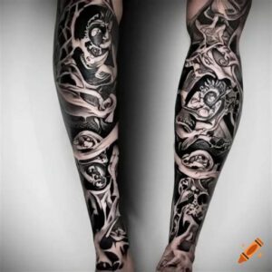 Black and White Thigh Tattoo Ideas