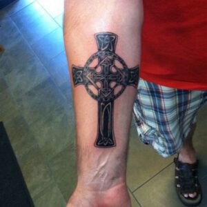 Forearm Tattoo Ideas for Men Cross