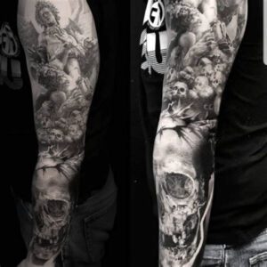 Good vs Evil Sleeve Tattoo Ideas