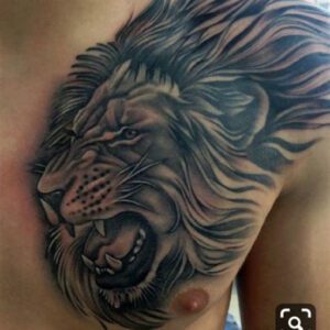 Lion Chest Tattoo Ideas for Men