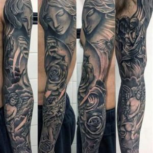 Religious Tattoo Sleeve Ideas for Men