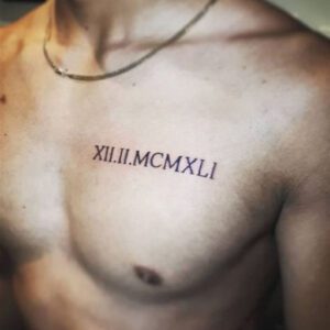 Roman Numerals Tattoo Ideas on Chest