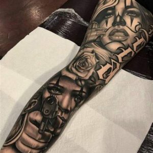 Ghetto Gangster Chicano Tattoo Sleeve Ideas