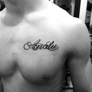 Wife Name Tattoo Ideas On Chest